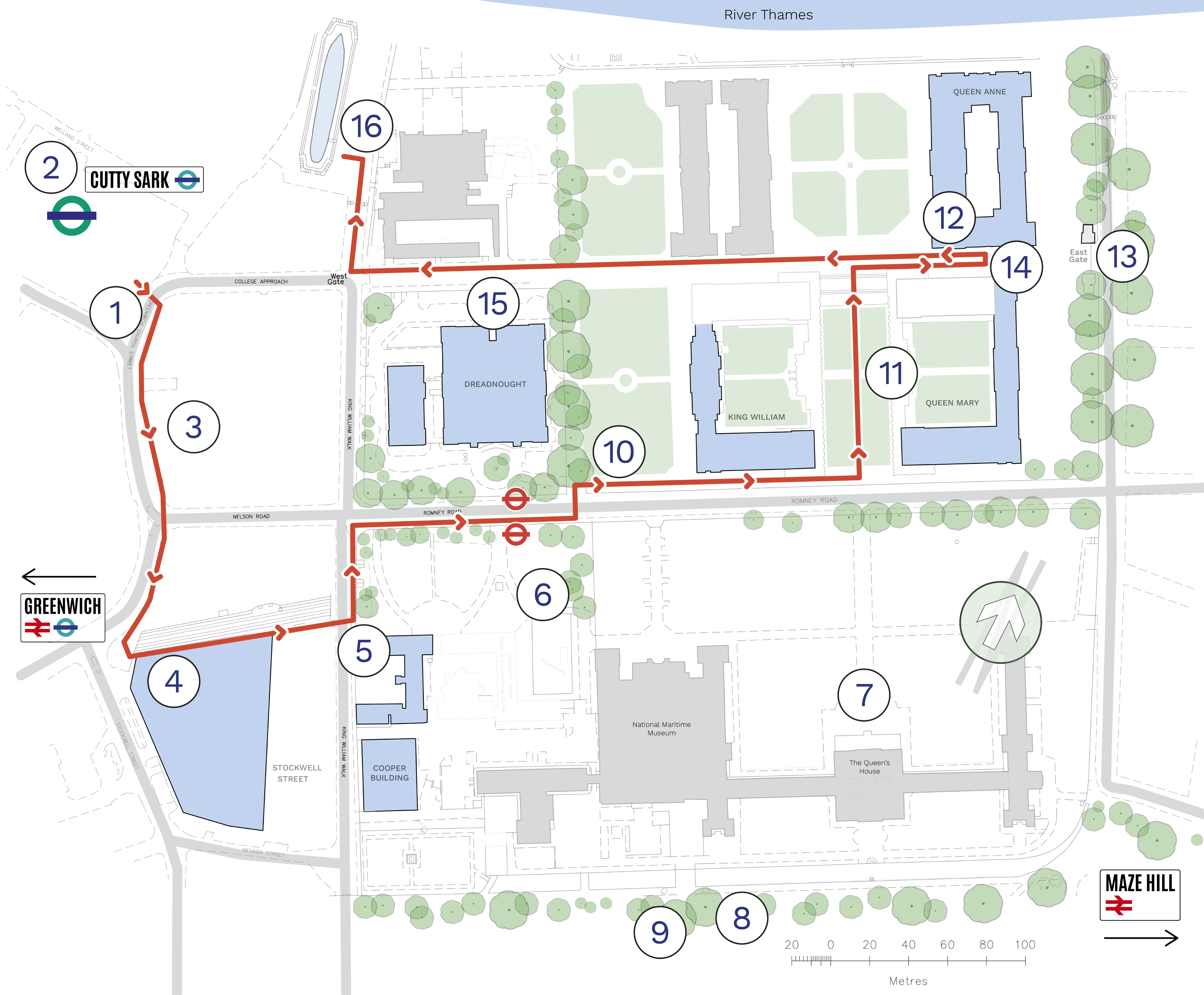 Audio tour map of Greenwich Campus